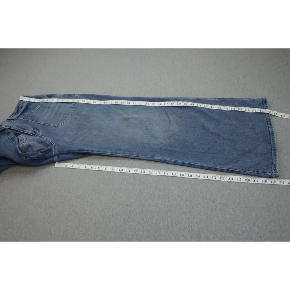 Anthropologie Pilcro Jeans Women 32 Blue Cotton Blend Stretch Carpenter Wide Leg